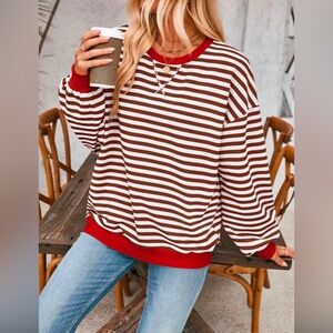 Striped Brown and White Women's Top